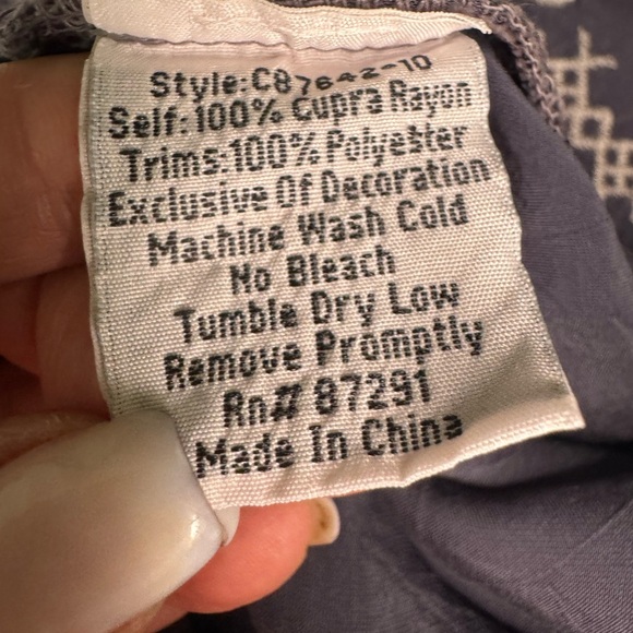 Johnny Was Navy Blue Tunic/Top Boho Blouse, Sz S, Embroidered, Cupra Rayon. - Picture 12 of 12